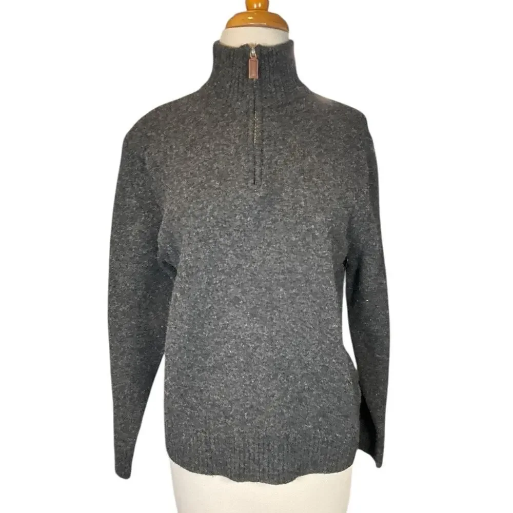 J.Crew XL 100% Lambswool Gray Half Zip Mock Neck Sweater Men’s Classic Knit